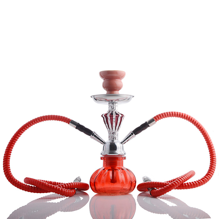 

Diamond Red Two Hose Hookahs Shisha Smoke Glass Water Pipes Straight Pipe Unique Hookah Bong In Stock
