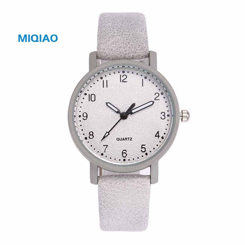 

Wristwatches Casual Leather Bracelet Wrist Watch For Women MIQIAO Stylish Fashion White Alloy Quartz Ladies W44, Khaki
