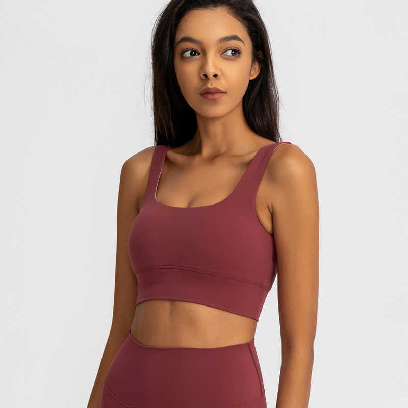 

Sports Bra Underwear Women's Running High Shockproof Gathered Shaping Vest Yoga Back Fitness Tank Tops, Wine red