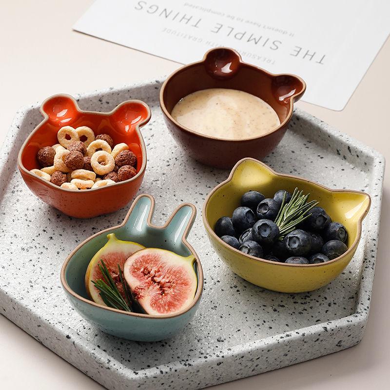 

Dishes & Plates Cute Cartoon Ceramic Small Dish Household Flavored Sauce Cat Bowl Tableware BBQ Fruit Nut Es Creative Snack Seed