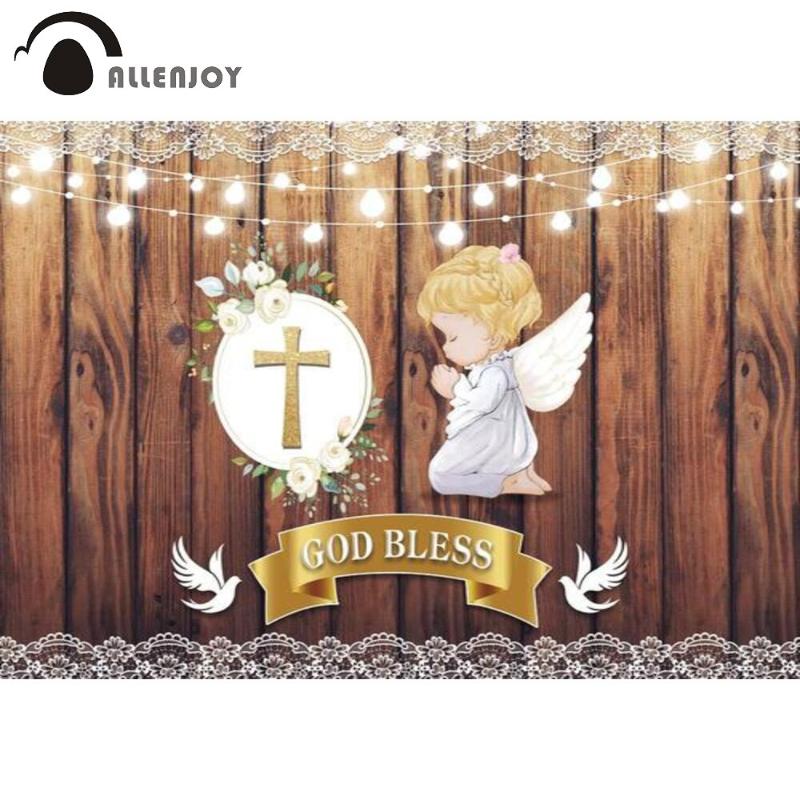 

Party Decoration Allenjoy God Bless Background Baby Shower First Communion Wood Flower Backdrop Pography Props For Pos