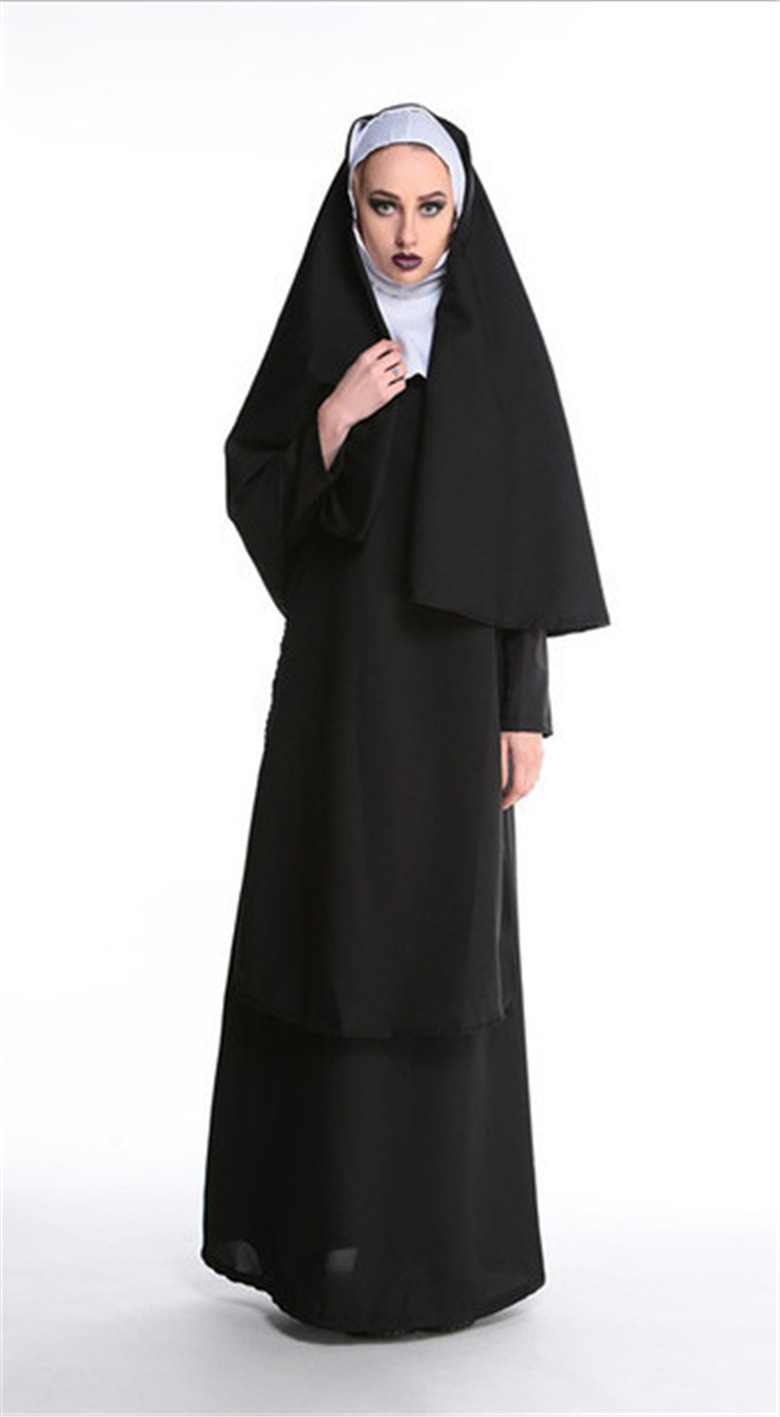 

dress Ladies missionary priest uniform medieval nun cosplay Halloween for women religious cross adult polyester robe, 89172 male