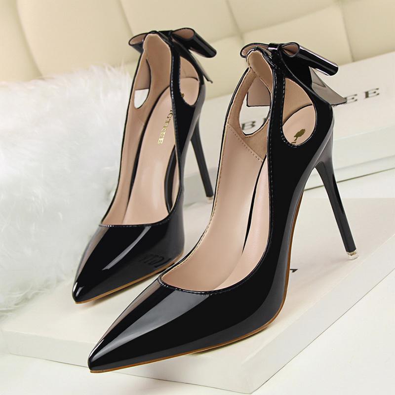 

Dress Shoes Women Heels Women's High Heel Leather Chaussure Femme Zapatos Mujer, Black