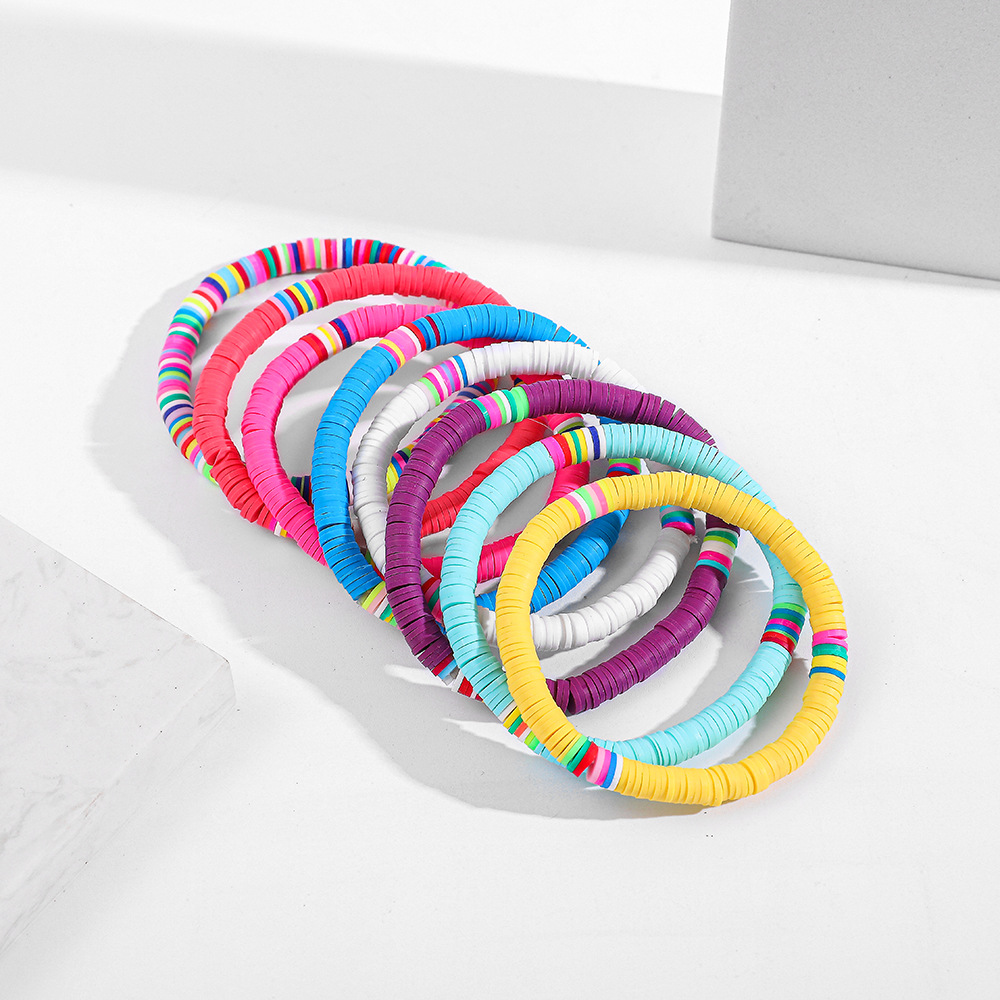 

Beach style Bohemia sweet Bracelet for Women 6mm color polymer clay plastic bracelets