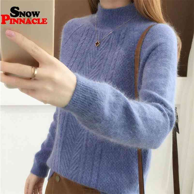 

Women knitted sweater Autumn winter turtleneck pullovers tassel elegant female long sleeved knitwear 210524, Black