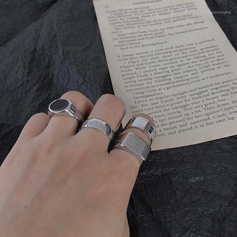 

Wedding Rings Punk Retro Style Titanium Steel Logo Design Index Gold Silver Color Finger Ring For Men And Women Unisex Jewelry Gift, Slivery;golden