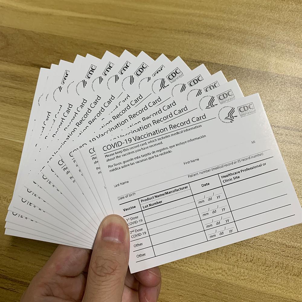 

New Blank CDC Paper Vaccination Card with 4*3 inch Waterproof Protector Transparent PVC Sleeve Holder Bags