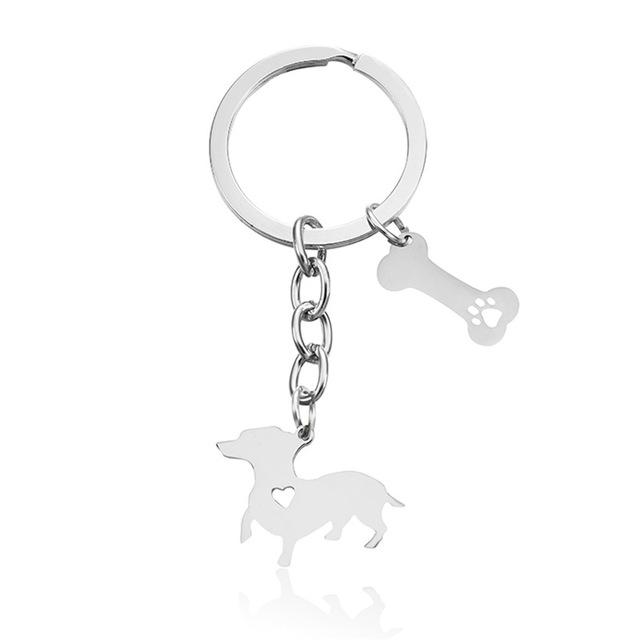 

Keychains Field Spaniel Trendy Stainless Steel Heart Key Chains Dog Bones Keyrings Jewellery