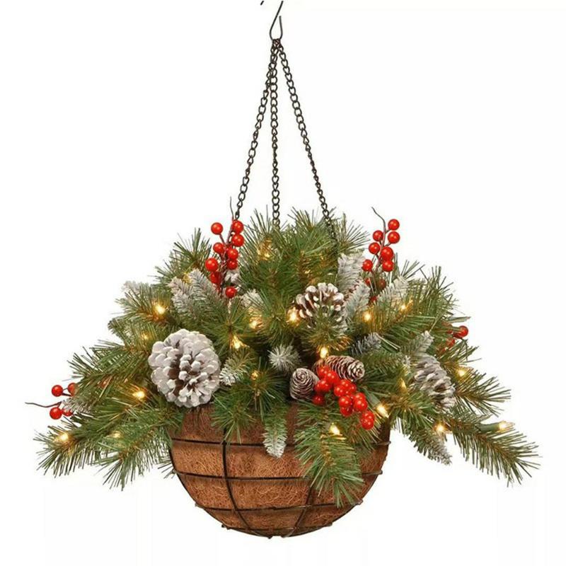 

Christmas Decorations Garland Hanging Basket Handmade Flower Ring Day Atmosphere Decoration Simulation Plant