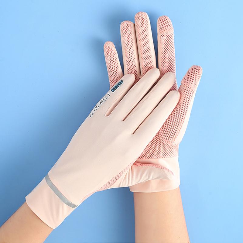 

Five Fingers Gloves Fashion Sunscreen Women Silk Anti-Uv Anti-Skid Breathable For Driving Touch Screen Thin