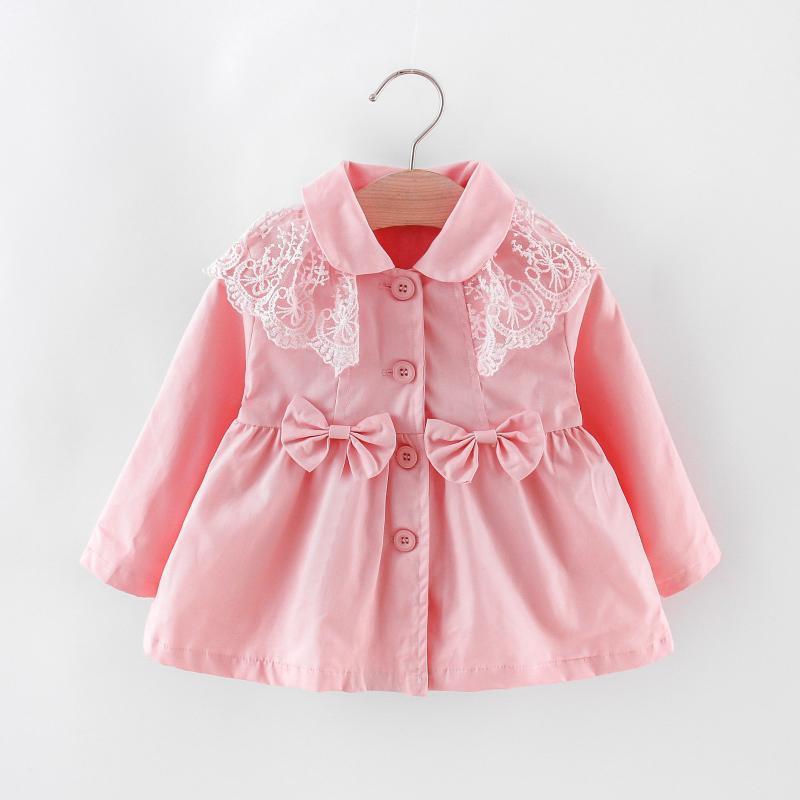 

Coat PatPat Toddler Girl Lace Design Bowknot Button Trench, Blue;gray