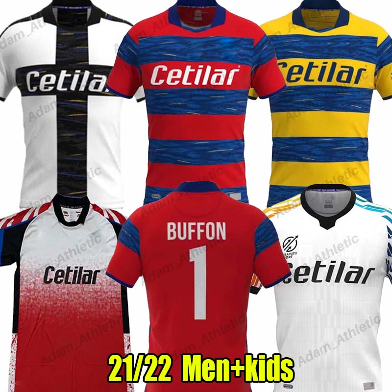 

Parma soccer jerseys BUFFON Anniversary shirt 2021/22 IN CAMPO PER LORO special KARAMOH CYPRIEN INGLESE football jersey GERVINHO CORNELIUS shirts men kids kit S-2XL, 21-22 special shirt