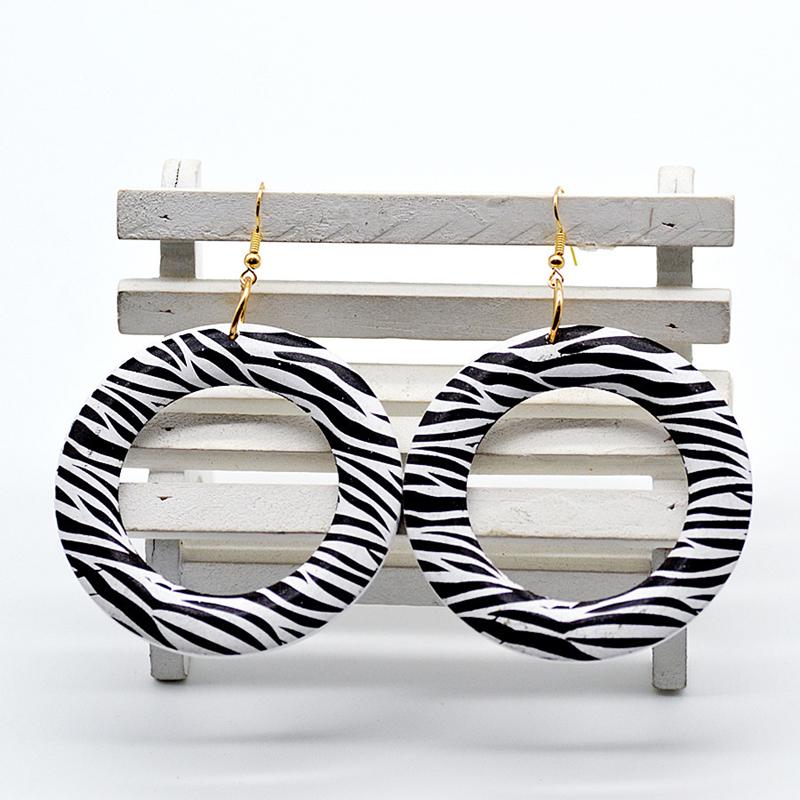 

Dangle & Chandelier Wooden Sexy Jewelry For Women 2021 Exaggerated Hanging Earrings Vintage Leopard Wood, Silver