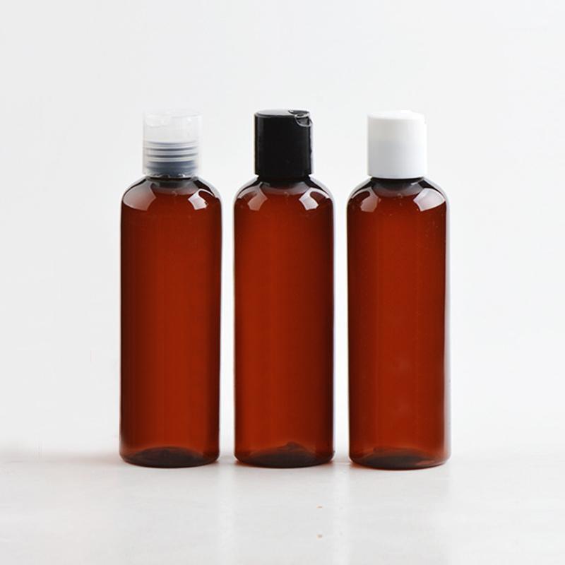 

30pcs 200ml Disc Top Cap Brown Bottle Empty Plastic PET Lotion Bottles For Shampoo1