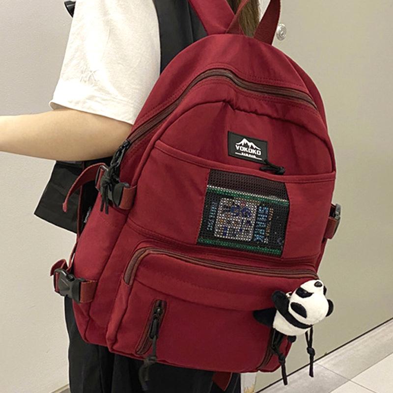 

Backpack 2021 High Quality Women Black Big Capacity Nylon Waterproof Men Student School Bag Laptop Girl Boy BookBag Mochila, Red xm9378