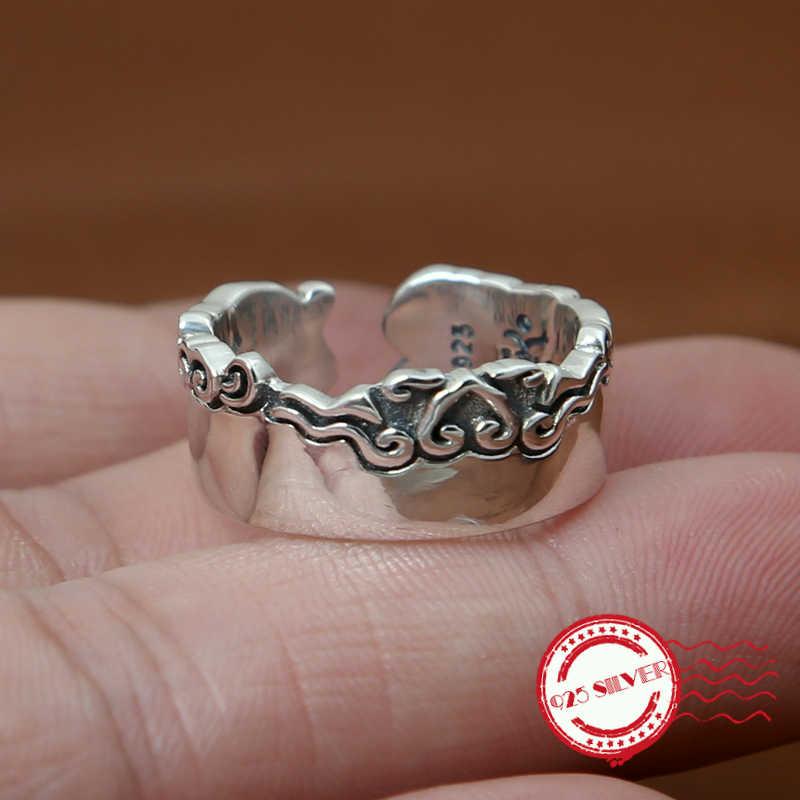 

Cluster Rings S925 Sterling Silver Men's Ring Personality Fashion Jewelry Retro Clouds Shape Lovers Opening 2021 Gift To Send Lover