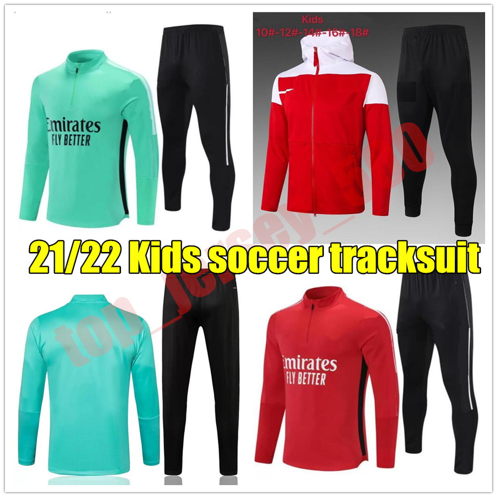 

2021 2022 kids kit Long sleeves Arsen jacket uniforms tracksuits soccer jersey THOMAS SAKA TIERNEY HENRY 21 22 train football coat training shirt suit kits, As shown in illustration