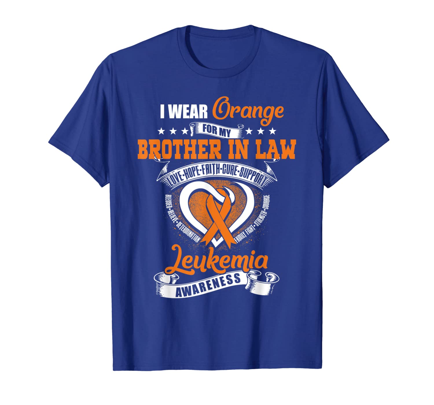 

i wear orange for my brother in law leukemia awareness tee, White;black