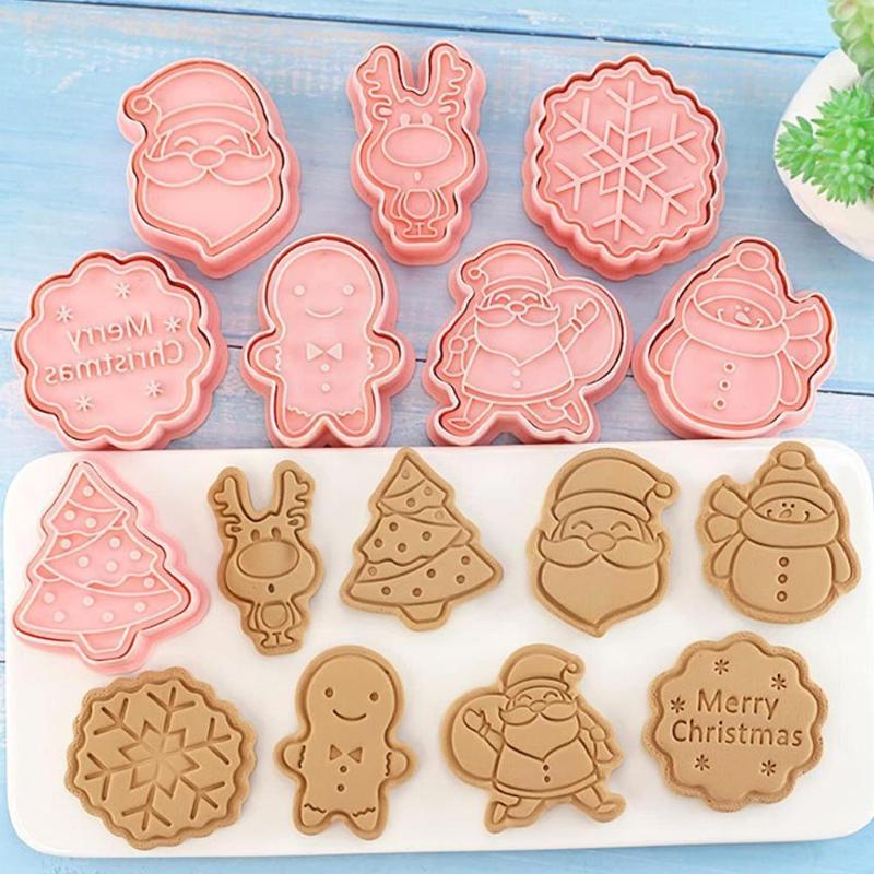 

Baking Moulds 8 Pcs/set Diy Christmas Cartoon Biscuit Mould Cookie Cutter Mold 3d Plastic Abs Decorating Biscuits Too O5c7