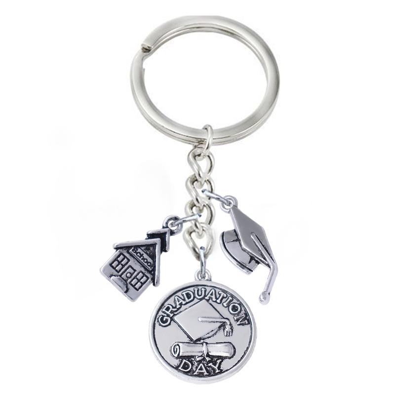 

Keychains Student Graduation Gift Souvenir Jewelry Key Ring Antique Dr. Cap DIPLOMA Metal Pendant Chain