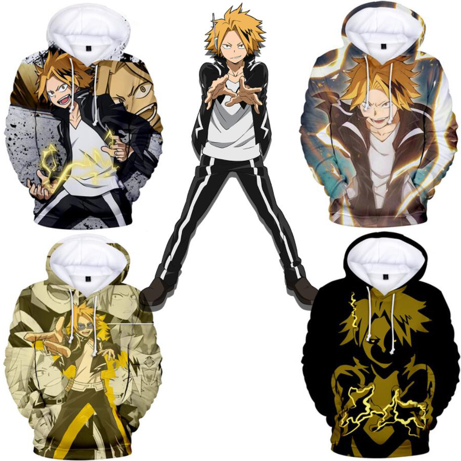 

Anime My Hero Academia Denki Kaminari Cosplay Hoodie Women Men Harajuku Sweatshirt Streetwear Hip Hop Pullover Hooded Jacket, 001