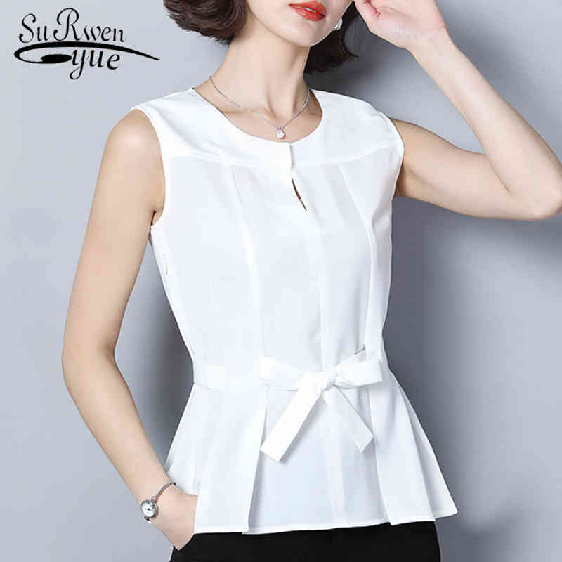 

Korean Sleeveless Tops Women White Black Chiffon Blouse Blusas Mujer De Moda Summer Casual Clothing 9071 50 210521