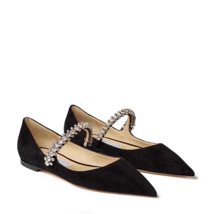 

Nice Perfect Baily Shoes Sandals Flat Summer Ballerines Nude Black Suede Leather Ballet Pointed Toe Women Crystal Strap Comfort Walking EU35-43 .BOX