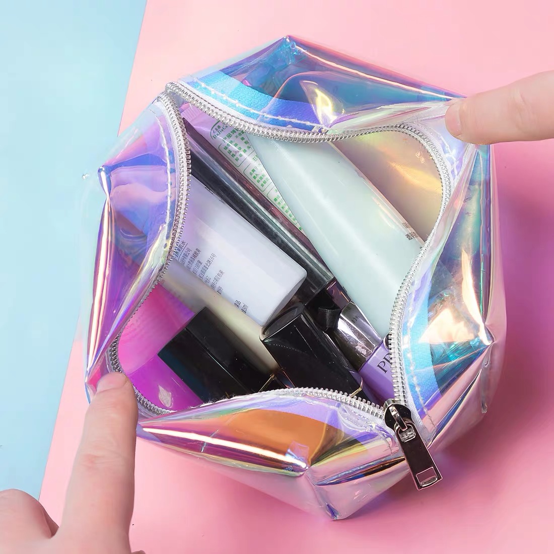 Brand Design Cosmetic Bags & Cases Fashion Laser Bag Women Sunglasses Case TPU Transparent Beauty Organizer Pouch Female Jelly Lady Make Up Water