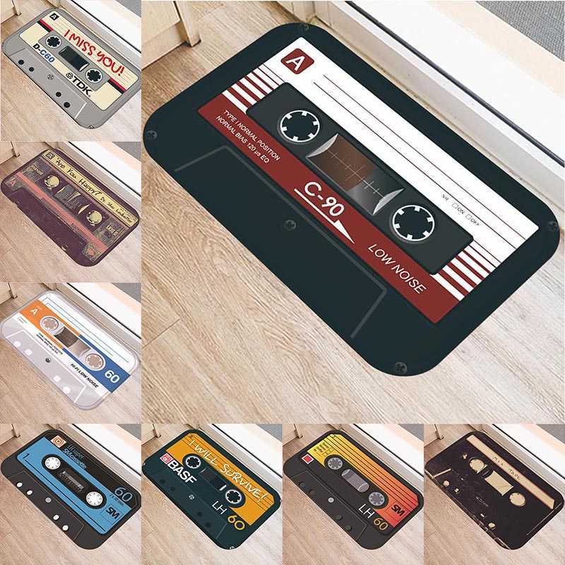 

Music Tape Mat Cassette Tape Anti Slip Floor Carpet Vintage Entrance Door Mat Kitchen Bedroon Vacuuming Rugs Home Decoration Y0803, Packing bag
