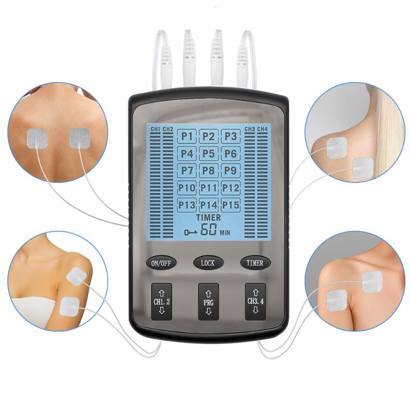 

Electric Massagers 15 Modes TENS Therapy Massager 4 Output EMS Nerve Muscle Stimulator Digital Pulse Low Frequency Treatment Machine Pain Re