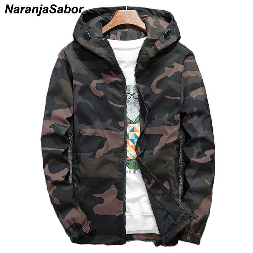 

NaranjaSabor Spring Autumn Men's Hooded Jackets Camouflage Military Coats Casual Zipper Male Windbreaker Men Brand Clothing N438 X0621, Green