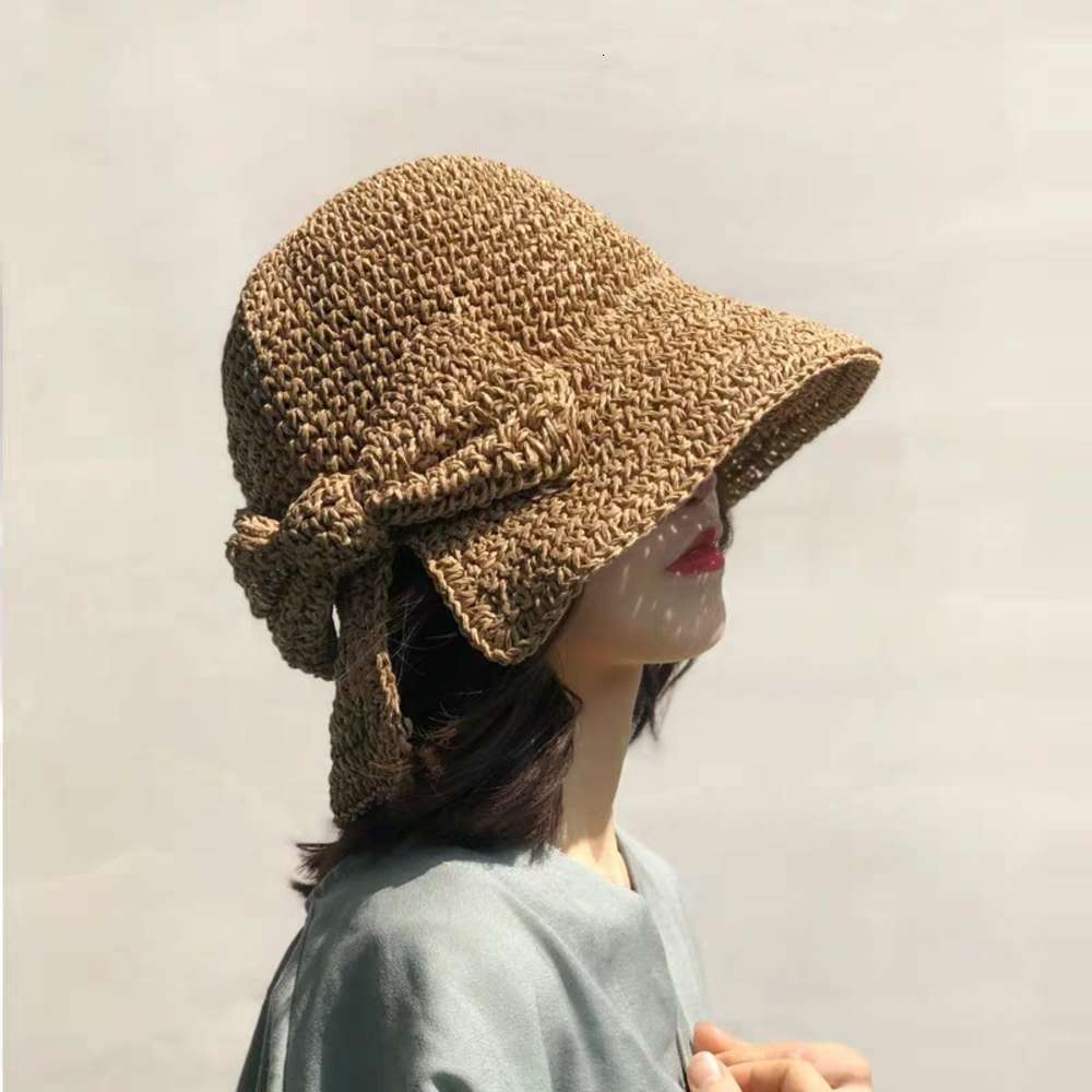 

Sun hat handmade summer sun Beach hat, women's foldable straw hat with big brim, Blue;gray