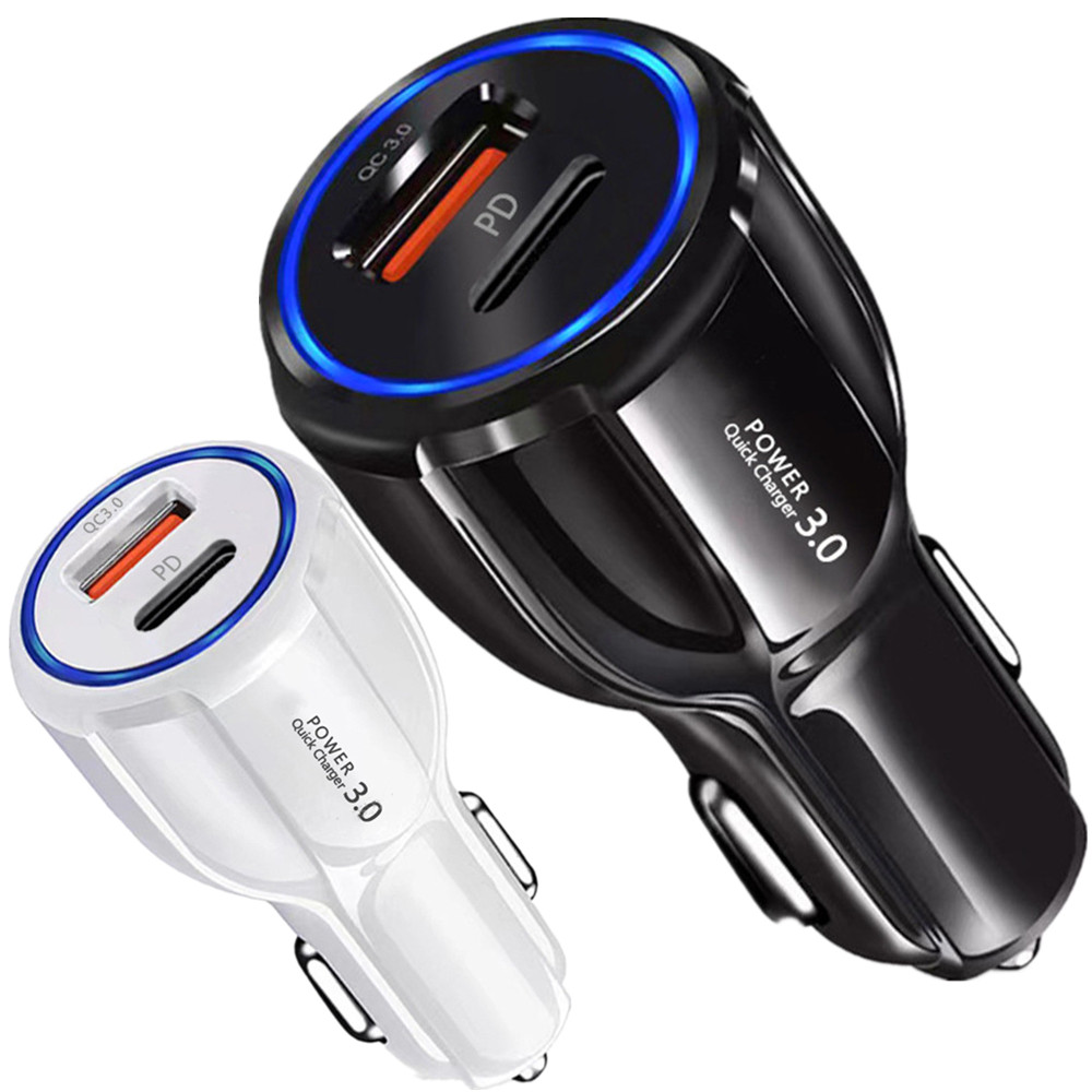 

Dual Ports PD USB-C QC3.0 Car Charger Smart Auto Power Adapter Chargers For Iphone 11 12 13 14 Pro Max Samsung Htc Android phone gps pc