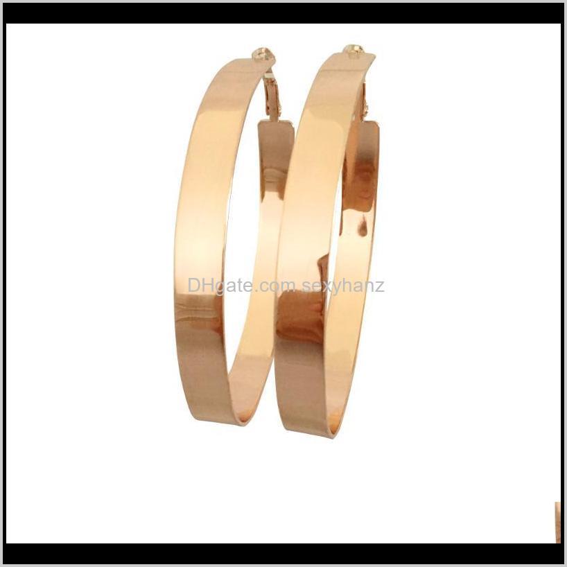 

& Hie Earrings Jewelry Drop Delivery 2021 Casual Gold Rosegold Color Width Oval Hoop Earring For Woman Girl Gzge0
