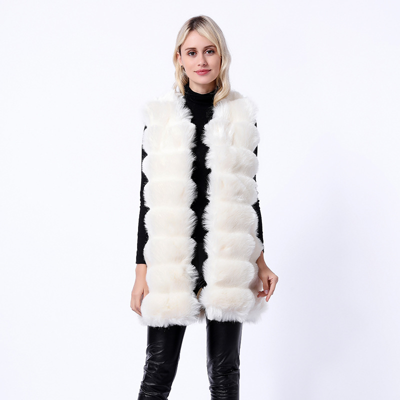 

2020 Faux Fur Coat Casual Slim Mouwloze Bont Vest Herfst Winter Jas Vrouwen Winterjas Vrouwen Casaco feminino, Black