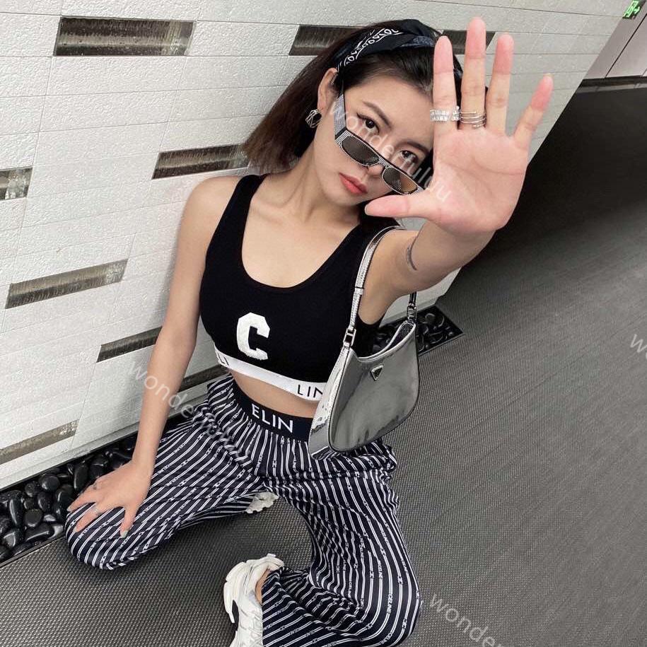 

2021ss printed women's pants cel and in women designers clothes webbing elastic waist straight casual pants logo pattern loose sweatpan, White