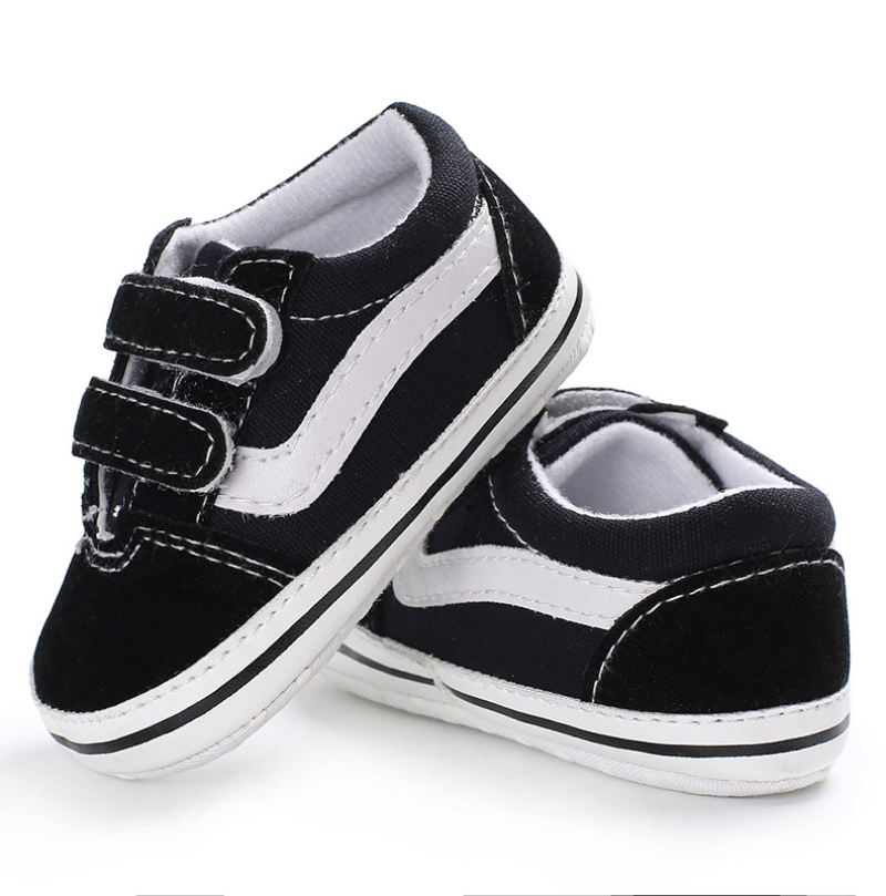 

Newborn Baby Shoes Girl Boy Soft Sole Shoe Anti Slip Canvas Sneaker Trainers Prewalker Black White 0-18M First Walker Shoes, Dark blue