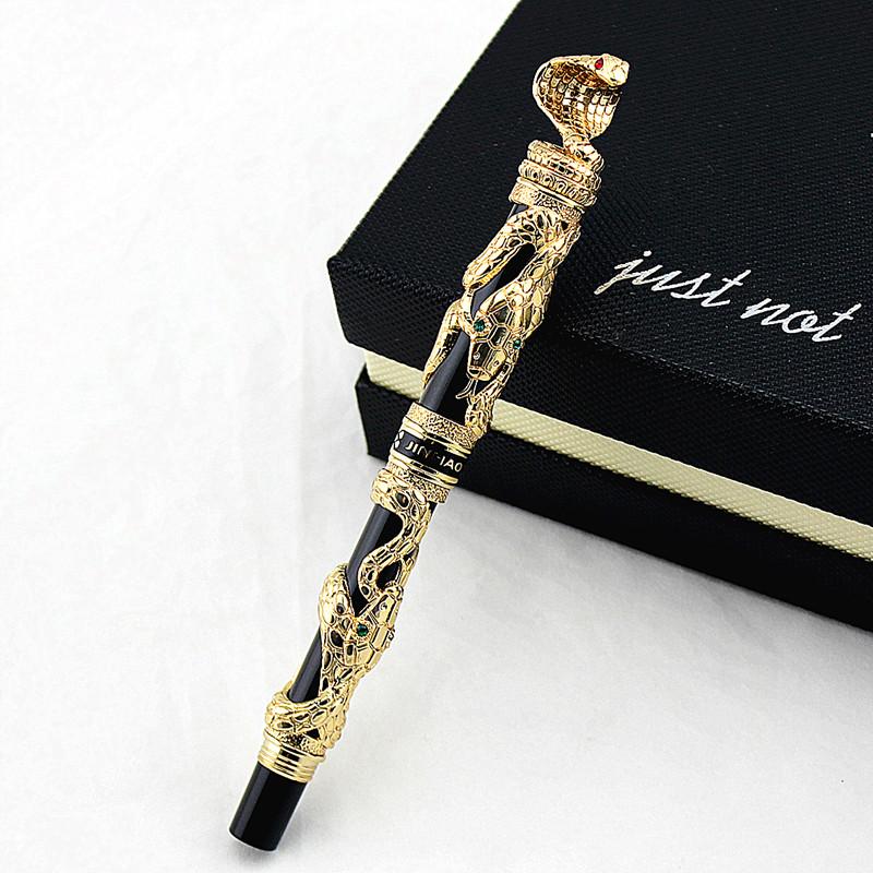 

High Quality Jinhao Metal Snake Fountain Pen Luxury Calligraphy Ink Iraurita Cobra 3D Pattern Gift 0.5 Nib Office Supplies Pens