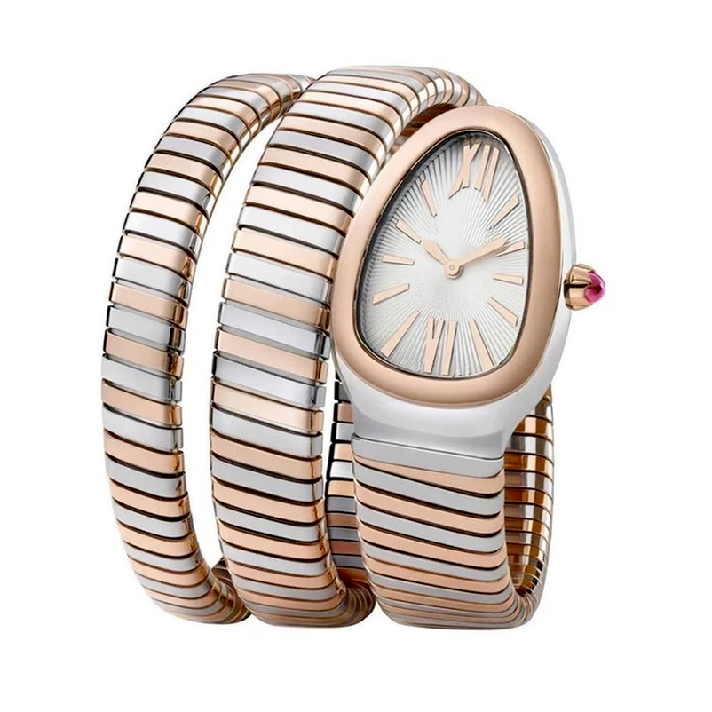 

2021 New Women Watch Snake Bangle Silver Rose Gold Long Bracelet White Rome Japanese Quartz Stainless Steel Sapphire Wristwatch, Make waterproof 50m
