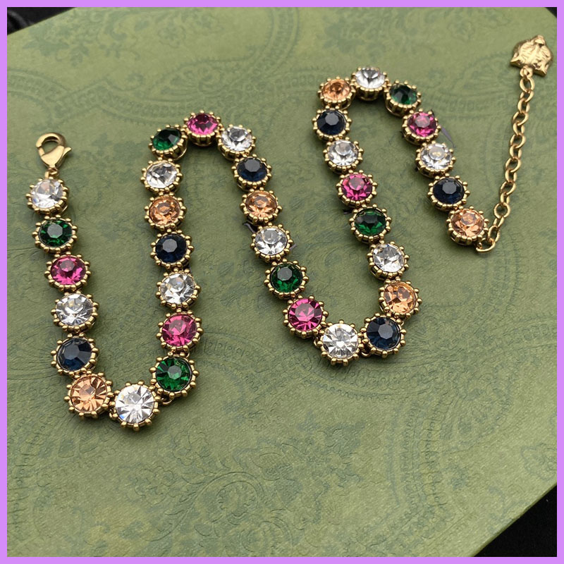 

New Fashion Womens Necklace Luxury Designer Color Diamond Necklaces Ladies Designers Jewelry Gold Color High Quality For Party D2110155F