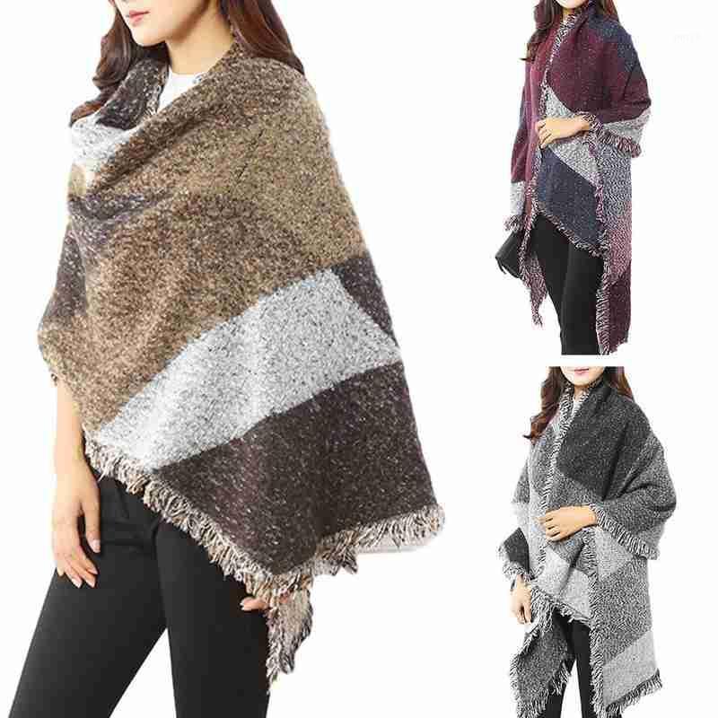 

Scarves 2021 Fashion Stitching Scarf Shawl Polyester Winter Classic Warm