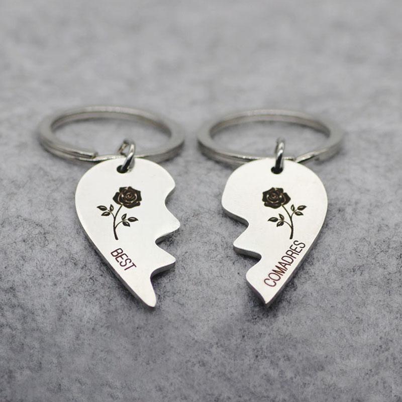 

Keychains COMADRES Keychain Heart Rose Charm Llavero Keyring Jewelry Gift For Lovers YP7510