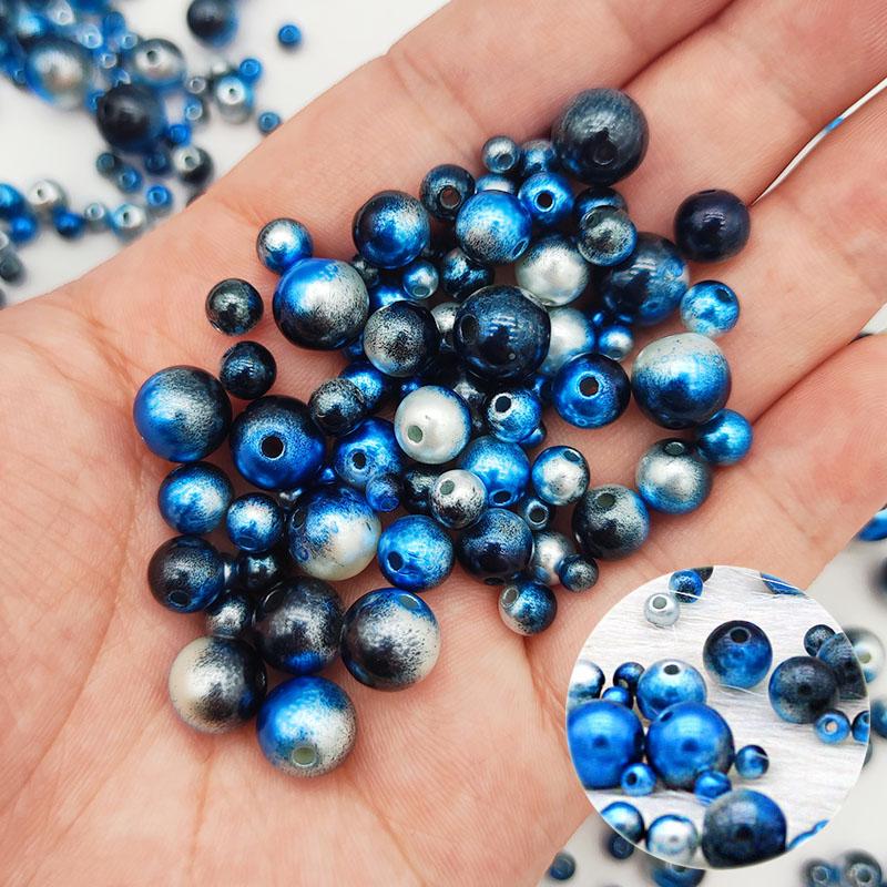 

Other 3/4/6/8/10MM Royalblue Gradients Imitation Pearls Beads 50~1000pcs Round ABS Plastic Loose For Jewelry Making DIY Bracelet