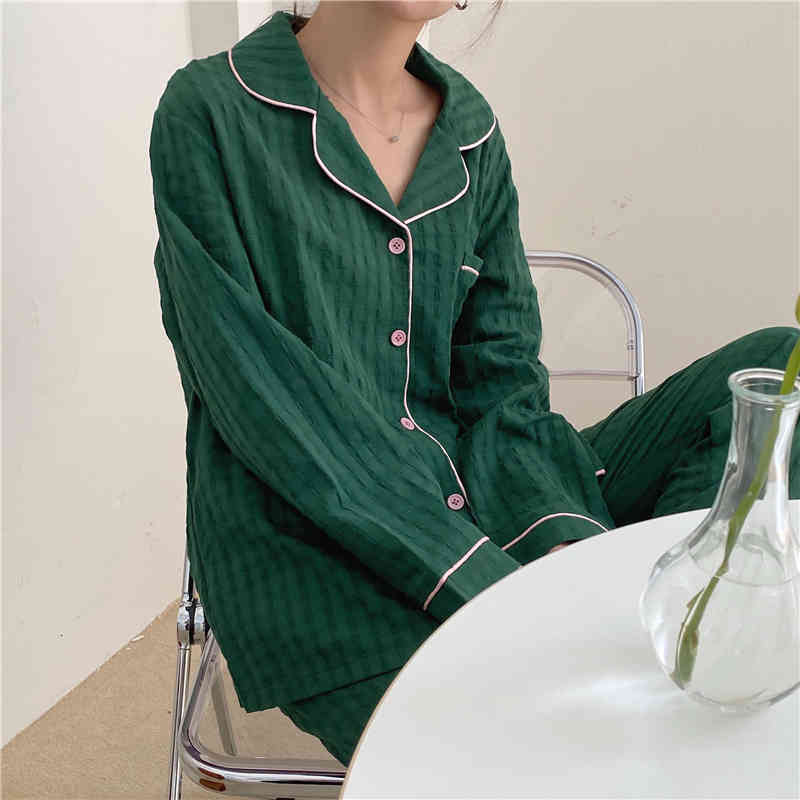 sleepwear Soft Women Pajamas Set Fashion High Quality Sleepwear Loose Long Sleeve Autumn Tops Pants Cardigan Homewear-image-676054441