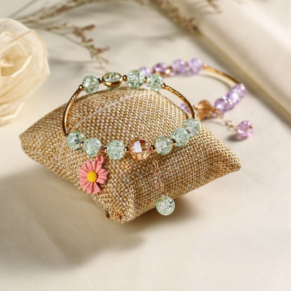 

Hand catenary Beaded giraffe Daisy Crystal Bracelet, Golden;silver
