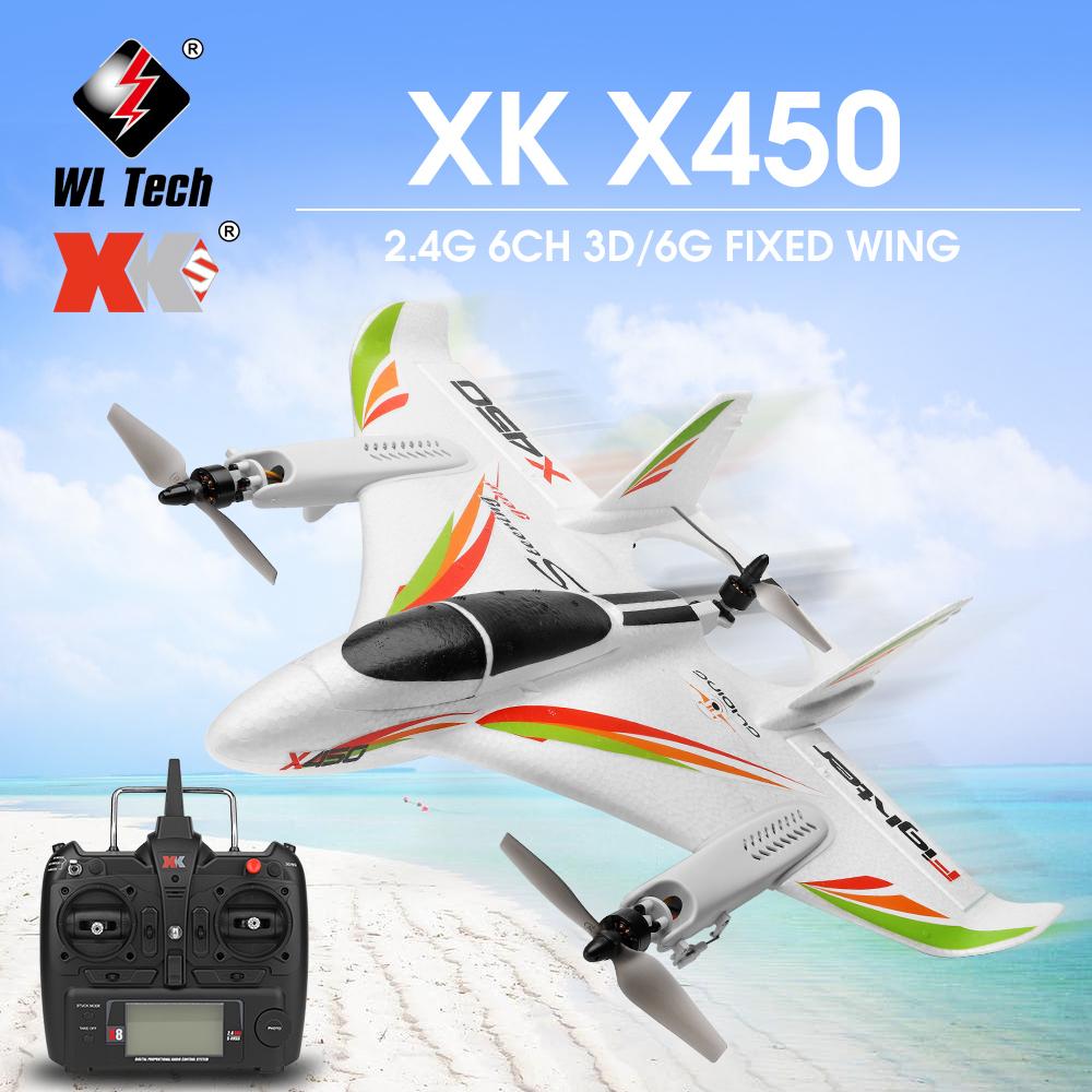

WLtoys XK X450 RC Airplane RC Drone 2.4G 6CH 3D 6G Brushless Vertical Takeoff With LED Light Fixed Wing RTF RC Aircraft Y200428, White