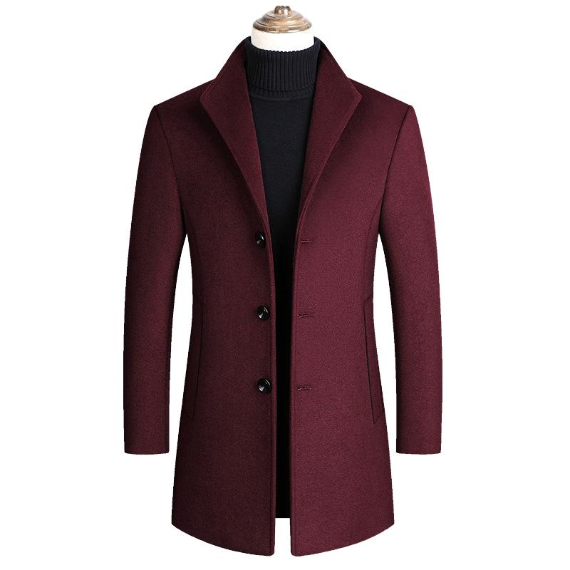

Men Wool Blends Coats Autumn Winter Solid Color High Quality Jacket Luxurious Brand Clothing, Black
