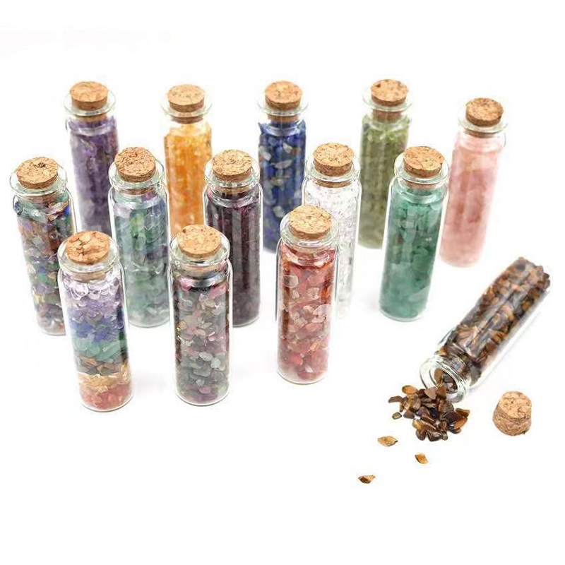 

Natural crystal gravel drifting bottle crafts wooden stopper wishing glass bottles creative gift