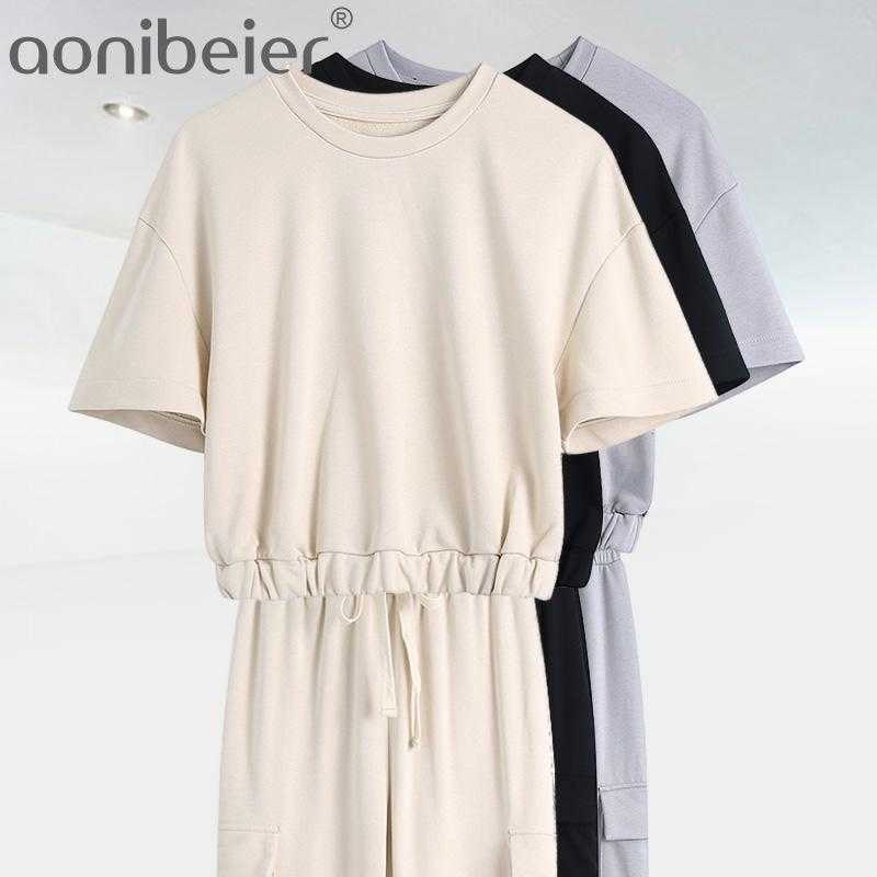 

Solid Two Piece Set Top And Pants Women Tracksuits Batwing Short Sleeve Crop Drawstring Cargo Sets 210604, Pant black