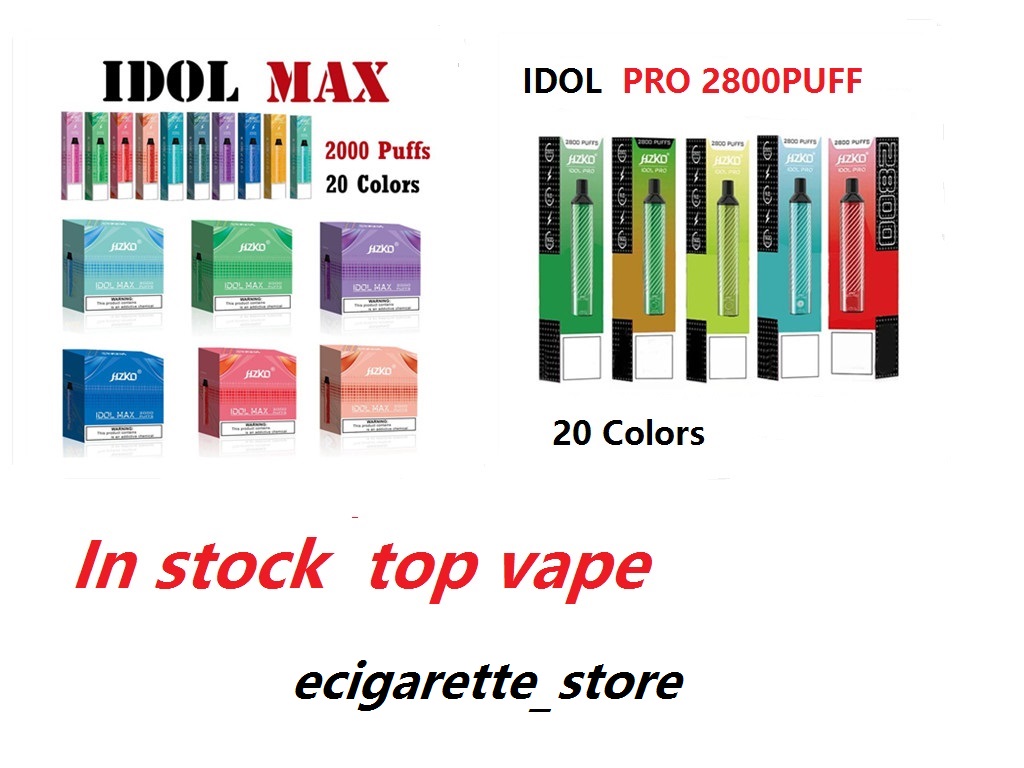 

100% Original HZKO IDOL MAX PRO 5% cigarettes Disposable Pen 2000 2800puffs Pre-charged 1100 1500mAh 6.5 8ml Power 7W-12W 20colors vs geek bar bang xxl gunnpod IJOY